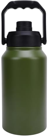 Goshyda Botella de Agua Aislada de 3L, 316 Botella de Agua Al Aire Libre de Acero Inoxidable con Boca Ancha, Mantenga Frío 48h Caliente 24 H para Viajar Al Gimnasio (Verde oliva)