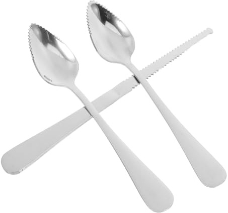VALICLUD Ustensiles de Cuisine Acier Inoxydable Cuillère à Pamplemousse et Couteau à Bord Dentelé Poignée Épaisse pour Pamplemousses Kiwis et Fruits