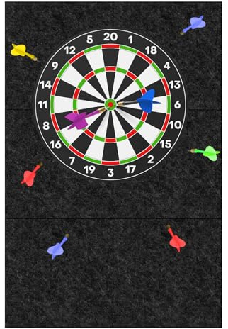 Behogan 6er-Pack Dartboard-Wandschutz: 30 x 30 cm Wandumrandung, langlebiger Filz-Wandschutz, Kork-Dartboard-Rückseite, Schwarz