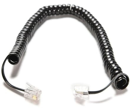 Generico Cavo di prolunga for telefono RJ12 4P4C maschio-maschio da 6,5 ​​piedi, cavo a spirale riccia, cavo telefonico a spirale fino a 2 m
