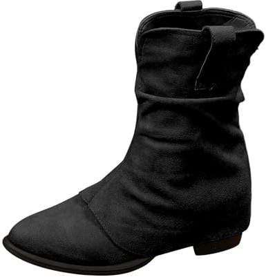 Generisch Stivaletti da donna con zeppa, alla caviglia, invernali, per le mezze stagioni, colore nero, per costume tradizionale Dirndl, larghezza H, per stivali in pelle, foderati, eleganti stivaletti