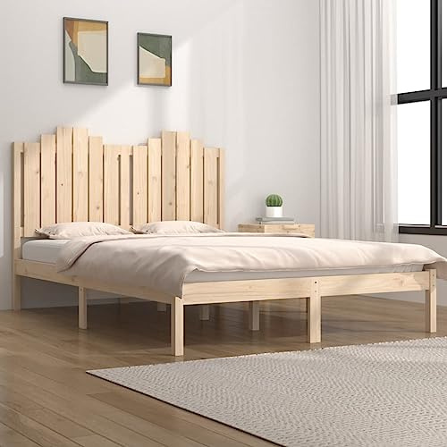 Ordellia Massiv träsäng, furu 135 x 190 cm, robust sängram sovrum, obehandlat naturmaterial, 4 FT6 dubbelsäng, hållbara trämöbler för vuxna