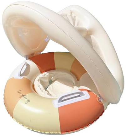 Bouée Bébé avec Parasol – PVC | Flotteur Piscine Gonflable | Anneau Natation Protection Solaire Pliable Siège Sécurité pour Petit Garçon Fille Jardin Plage Et Vacances Été Aquatiques