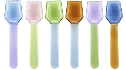 H&H Set 6 Cucchiaini Bicolor in Vetro Borosilicato, Palettine Gelato Colorate, Riutilizzabili, Idea Regalo