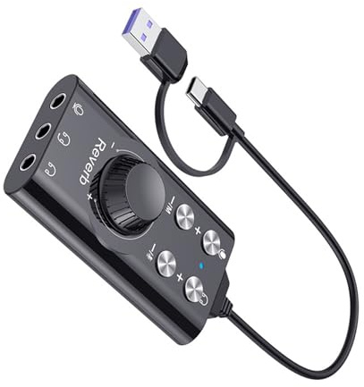 sodeber USB 7.1 External Sound Card for Mobile Live Streaming Plugs and Play Design with High Fidelities Output Multiple Platform External Card