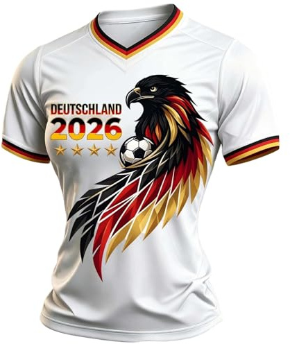 Deutschland Trikot Damen V Ausschnitt 2026 Wm Tshirt Große Größen Retro mit Adler Wm Trikot 2026 Deutschland Tshirt Fanartikel Fußball Trikot Fan Shirt Germany T-Shirt XXL XXXL