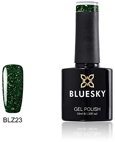 Bluesky Gel Nail Polish, Fir Green Blz23, Dark Green Glitter, Long Lasting, Chip Resistant, 10 ml (Requires Curing Under UV LED Lamp)
