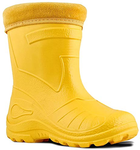 Ultra Light EVA Kids Girls Wellington Boots Rainy Snow Wellies Very Warm Liners (10 UK - 27 EU 17.5cm, Yellow)