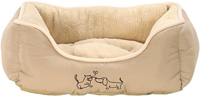 Dehner Lieblinge Hundebett und Katzenbett Sammy, ca. 61 x 48 x 18 cm, Polyester, beige