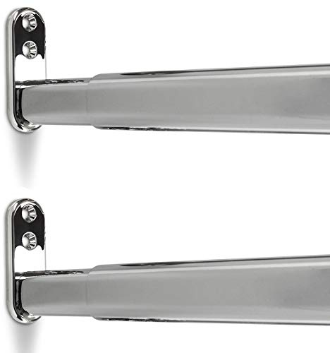 2 Stück SO-TECH® Teleskopschrankstangen ausziehbar 900-1100 mm, Chrom poliert, Schrankrohr inkl. Schrankstangenlager