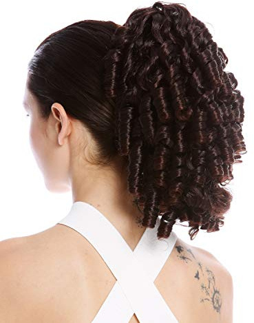 WIG ME UP - N900A+2-V-2T33 Ponytail Hairpiece Extensions elaborate baroque ringlets corkscrew curls voluminous mahogany brown mix 12inch