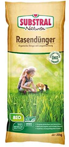 Substral Naturen Bio Rasendünger, 20kg für bis zu 500 m² - organischer Volldünger, 3 Monate Langzeitwirkung, alle Rasenarten