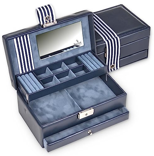 SACHER Schmuckkasten Helen - Handmade in Germany - Breite 24 cm (navy | young)
