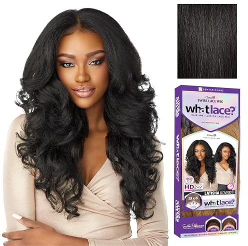 Sensationnel What Lace 13X6 Wigs - Latisha Lacefrontal Hand Tied Glueless Synthetic With Natural Density Preplucked Hairline (Off Black 1B)