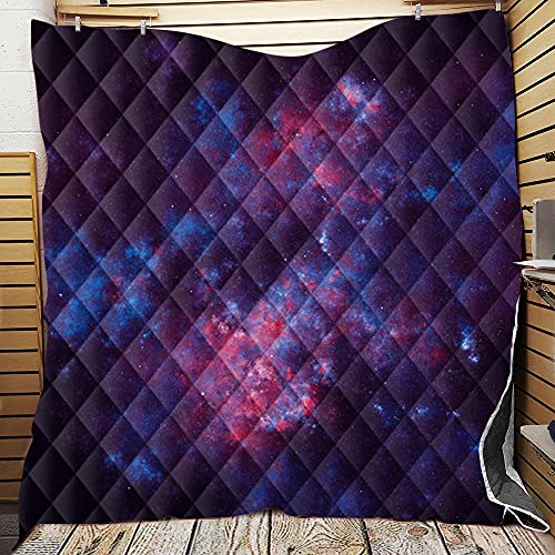 Chickw1 Tagesdecke Bettüberwurf Gesteppt, Mikrofaser Galaxis Drucken Tagesdecke Schlafzimmer Steppdecke Decke Überwurf Wohnzimmer Sofaüberwurf für Einzelbett Doppelbett (180x200cm,Blau Lila)