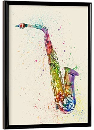 artboxONE Poster mit schwarzem Rahmen 18x13 cm Musik Saxophone Abstract Watercolour - Bild Saxophone