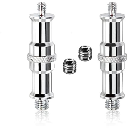 SPEEDWOX 2 Stück Metall-Außen-Konverter-Gewinde-Adapter, Standard 1/4 auf 3/8 Zoll Zapfenbolzen, Lichtständer-Adapter-Set mit 2 Stück 1/4 Zoll Buchse auf 3/8 Zoll Außenschrauben, Adaptermutter