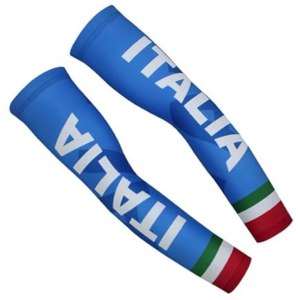 Generic Pro Team ITALIA Blue Manicotti da ciclismo con protezione UV per uomo e donna, Manicotti solari protezione traspiranti per gli sport all'aria aperta (S)