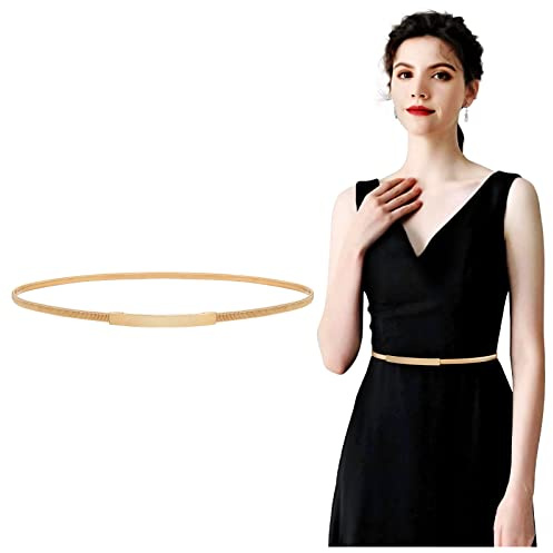 WERFORU Damen Dünner Metallgürtel Elastischer Metall kettengürtel für Kleid