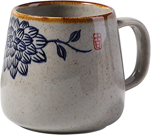 FülleMore 350ml Kaffeebecher Milchbecher große Keramiktasse Porzellan Kaffeetasse Teetasse Espressotasse Becher mit Henkel ø7.5 x H9cm,für Kaffee Tee Milch Cappuccino (Lotosblume)