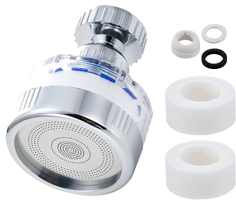 Faucet Water Filters with 2 Filter Cartridges, 360 Degree Rotating Sink Faucet Filter,Carbon Water Purifier Filter Cartridge Water Tap Removes Chlorine Fluoride Heavy Metals Hard Water