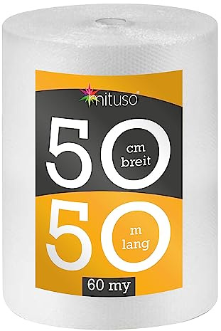 Bubbelplast 9 rullar | 0,5 x 50 m (60 my) | premiumkvalitet | perfekt för frakt, flytt, förpackning/förpackningsmaterial | mituso