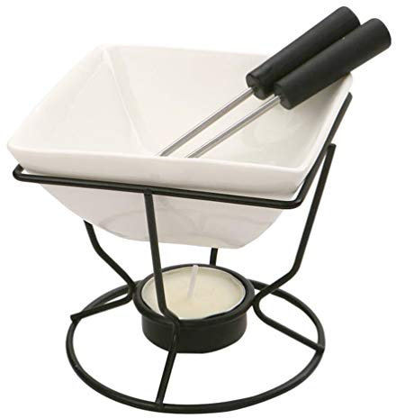 DIXII 1 juego de olla de cerámica para fondue con vela de té, chocolate derretido, mantequilla, queso, derretido, olla caliente para queso y chocolate
