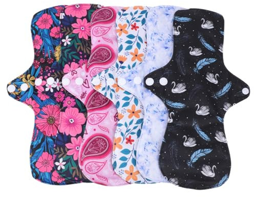 LALAFINA 6stücke Wiederverwendbare Und Waschbare Menstruationspads Teiliges Verschiedenen Farben Atmungsaktiv Und Saugfähig Für Frauen Geburt