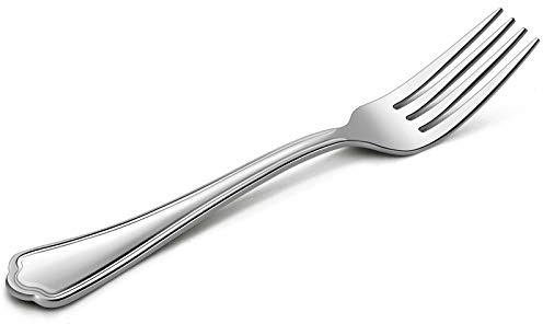 Dinner Forks Set of 6, E-far 7.9 Inch Stainless Steel Forks for Home, Kitchen or Restaurant, Non-toxic & Mirror Polished, Scalloped Edge & Dishwasher Safe, EF-SEDF6