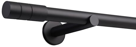 Deco-Raum Gardinenstange auf Maß 25mm Wandträger Style Rohr Endstück Zylinder schwarz-matt nach Maß gefertigt, ohne Ringe 240 cm, geteilt