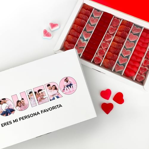 Transparent Gift Caja de Dulces Personalizada con Fotos Te Quiero. Caja de Bombones para Regalar. Caja de Chuches Cumpleaños. Regalos Originales para Parejas. Regalos Personalizados para San Valentín