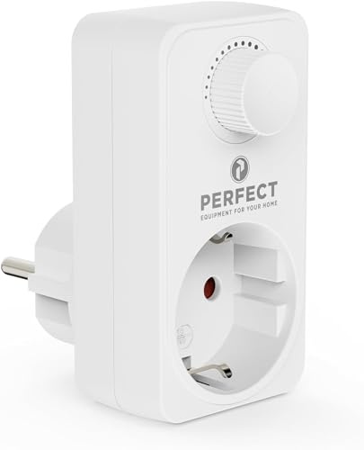 Perfect Steckdosendimmer, Steckdose mit Dimmer für LED, Glührbirnen, Halogenlampen, dimmbare Leuchtmittel, mit Helligkeitsregler, weiß