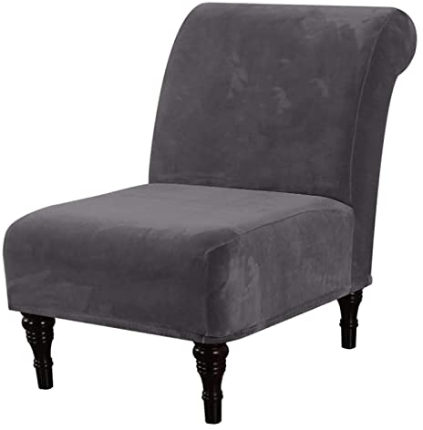 Mswborml Samt Sesselhusse Cocktailsessel Ohne Armlehne, Stretch Sofabezug 1 Sitzer Ohne Armlehne, Universal Sesselbezug Ohne Armlehnen Stretch Armlose Armlose Stuhlschonbezüge Waschbar,Grau