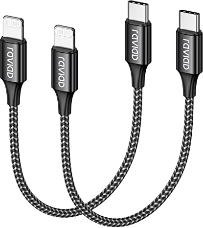 RAVIAD USB C auf Lightning Kabel Kurz [2Pack 0.3M] MFi Zertifiziert | iPhone Ladekabel Power Delivery Nylon USB C Lightning Kabel für iPhone 14/13 Pro Max/12 Pro Max/12 Mini/11 Pro/X/XS/XR/SE