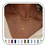 FIOROYAL 14K förgylld kedja dam, födelsesten berlock halskedja guld, stapelbar guldkedja dam, utsökt smaragd ruby födelsesten kedja kvinna flicka mamma, födelsedagspresent för kvinnor, 14K förgylld