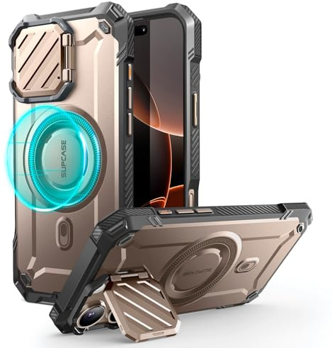 SUPCASE für iPhone 16 Pro Max Hülle mit Kameraschutz [Kompatibel mit MagSafe] Dünne Handyhülle Bumper Case Magnetische Schutzhülle mit Ständer [UB Mag XT] für iPhone 16 Pro Max 6.9'' 2024 (Rotgold)