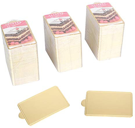 Jwthee 300 pezzi di cartone dorato, base per torta rettangolare in cartone dorato, contenitore singolo per cupcake da 3,9 x 2,4 pollici, piatti di carta per torta, base per dessert, base
