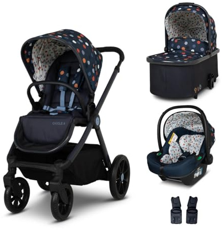 Cosatto Giggle 4 Travel System 3 in 1 Bundle | with Pram, Car Seat, Pushchair, Carrycot & Baby Car Seat Base | Birth-4 Years, i-Size Group 0 | Compact Fold, Footmuff, Bag, Raincover (Spot On)