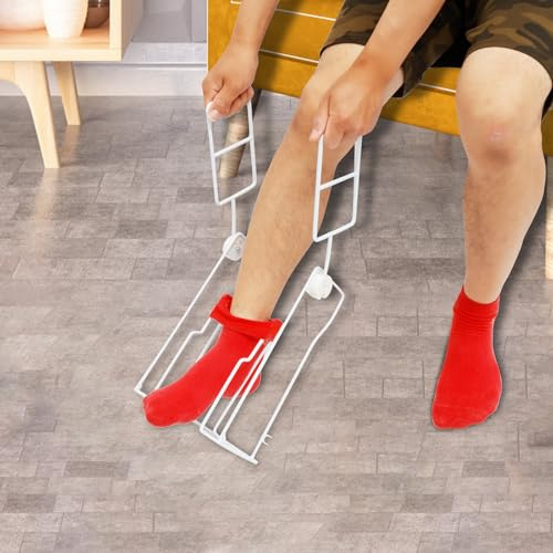 Dispositif d'aide à la compression Donner - Aide à l'habillage adaptatif avec poignées pliables - Aide à l'extraction de bas pour enfiler des bas de compression - Blanc