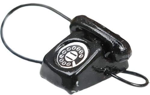 Spielzeugtelefon, Miniatur -Telefon niedliche realistische 0,3 x 0,6 x 0,4 Zoll 1 12 Skala Dollhouse Möbel, lustiges DIY -Zubehör Spielzeug Telefon für Dollhouse -Dekor Kinder Geschenke, Schwarz