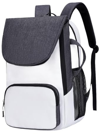 Amagogo Tennis Rucksack Schläger Sport Tasche Gym Pack Outdoor Aktivitäten Schuhe Tennis Schläger Rucksack Badminton Rucksack, Weiß