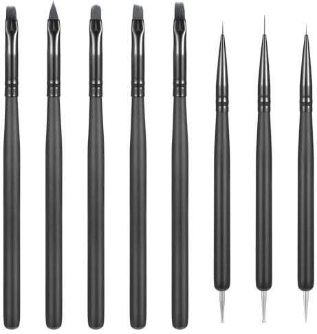 AOZUO Gel Pinsel Set 8 Stück Nagelpinsel Gel Pinsel Nagelpinsel Gel Nailart Zubehör Nageldesign Linien Pinsel für Nagellack Pinsel für Nagelmalerei Pinsel für