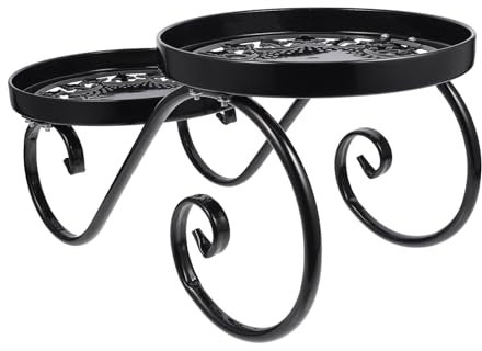 Happyyami Elegant Iron Flower Stand Plant Rack Flowerpot Holder Storage Rack for Home