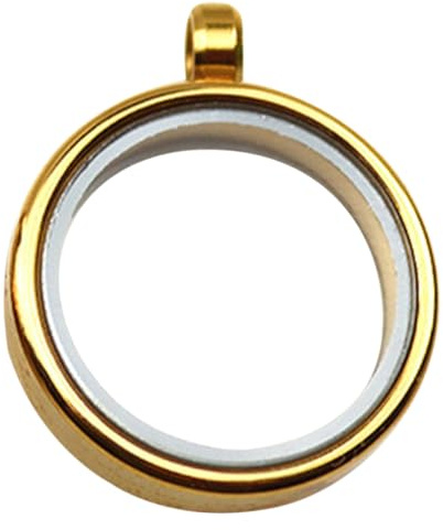 HOMSFOU Doppelseitiger Runder Medaillon Anhänger aus Edelstahl mit Glas für Schmuckherstellung und Schlüsselanhänger Einzigartiges Design Goldfarben