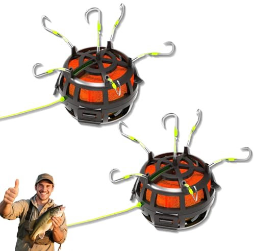 Reverse Bottom Bait Cage Fishing Hook, 360° Floating Bait Cage Fishing Hook, Baits System, Omni-Directional Fishing, Easy-Use Design, for Various Fish (2 Pcs,NO.13)