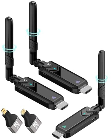 Wireless HDMI Transmitter and Receiver,1148FT/350m 4K Decode 1080P Output Plug&Play 2.4G/5.8G Portable HDMI Wireless for Streaming Video and Audio to Monitor from Laptop/PC/TV Box/Projector（1v2）
