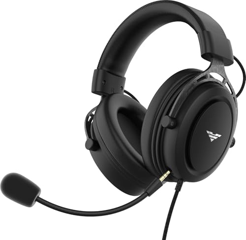 PREYON Gaming Headset mit Mikrofon Abnehmbar Klinke 3.5mm Kabel Kopfhörer für PS5 PC Xbox PS4 Nintendo - Head Set Kabelgebunden USB 7.1 Sound Klare Stimme E-Sport- Storm Fly II Schwarz
