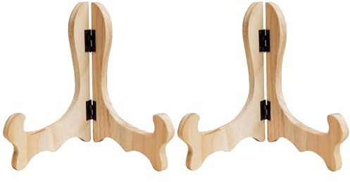 AOOOWER Lot de 2 présentoirs en bois robuste pour sculptures et assiettes - Portable pour la décoration de la maison ou du bureau