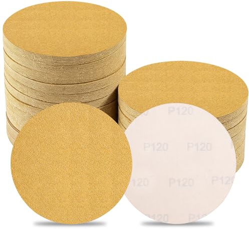 Sruhrak 100 Stück Schleifpapier 125 mm 120 Körnung | Mittelschleifende kletthaftende Schleifscheiben Set für Exzenterschleifer zum Glätten von Holz und Metall