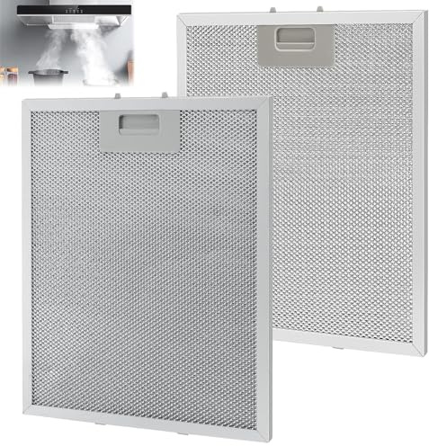 ZXBBTZ 2 PCS Filtros para Campana Extractora 320x260mm, 5 Capas Filtros de Metal Campana Extractora Universal, Filtro de Grasa Metal - Compatible Solo con Pestañas de Montaje Inferior de 12 mm
